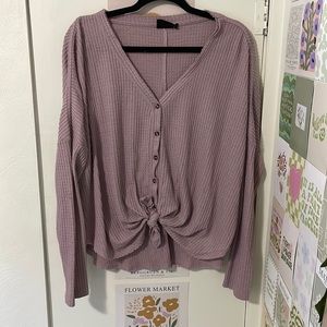 Urban Outfitters Waffle Knit Tie Front Top